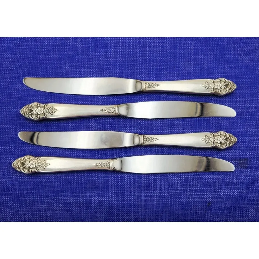 Oneida Prestige Silverplate Set of 4 Dinner Knives 1951 Distinction Flatware Vtg